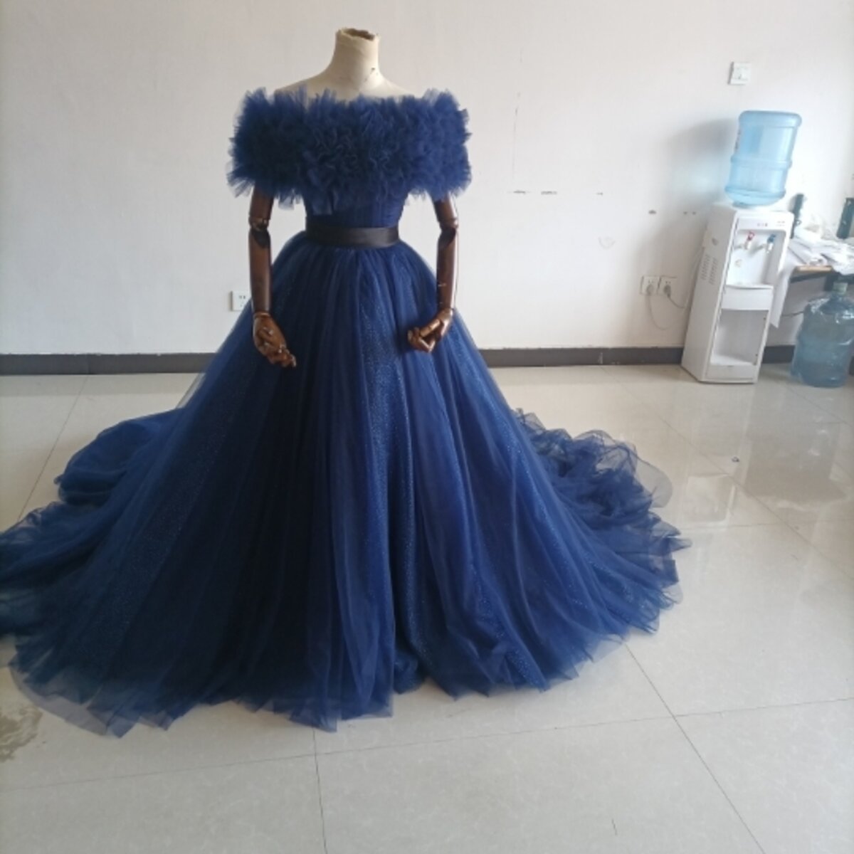カラードレス 紺/ネイビー 2waysドレス 取り外しオフショルダー 結婚式/披露宴