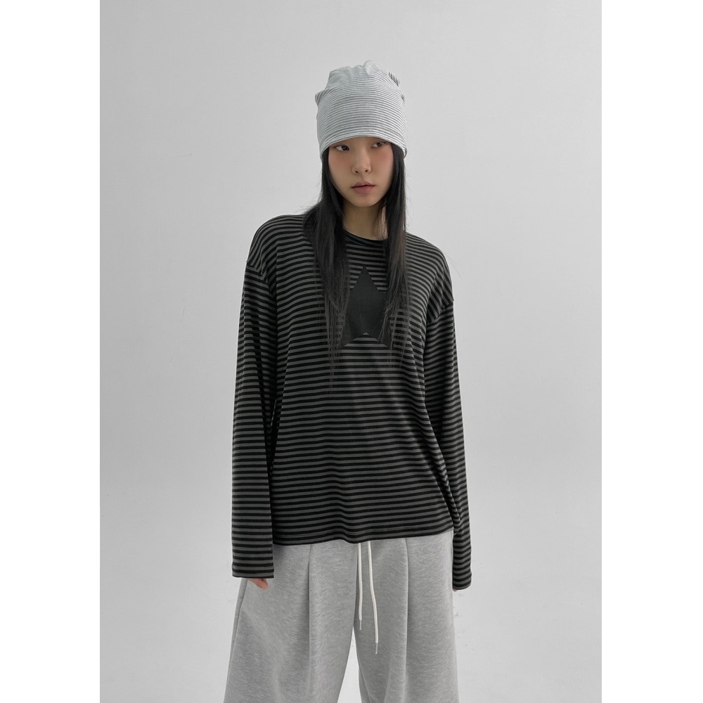 ブラックアップ [春新品] [MADE] ラクトストライプロングスリーブTシャツ