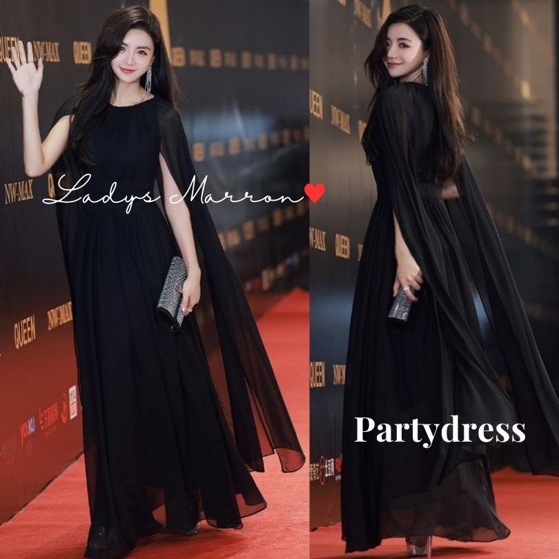 【即納】ケープドレス ポンチョドレス お呼ばれドレス 結婚式 パーティードレス かっこいい 個性的 韓国 結婚式お呼ばれドレス マザーズドレス 成人式ドレス 同窓会ドレス 二次会ドレス 黒ドレス ロン