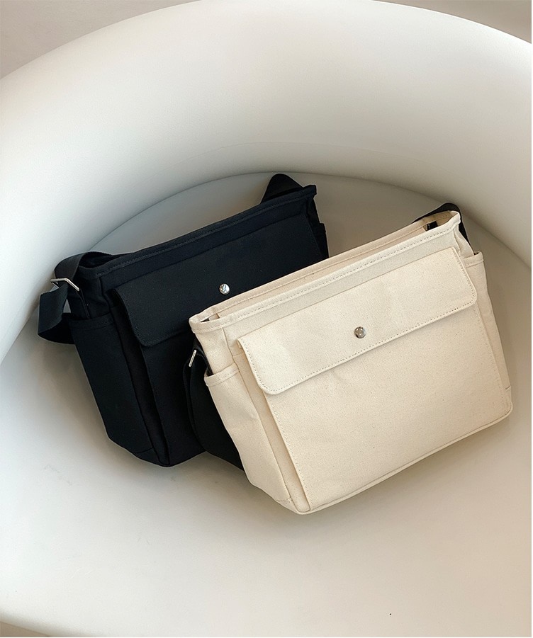 [LunaBag]韓国 キャンバススクエアークロスバッグ