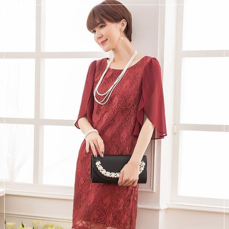 【急速出荷!】パーティードレスワンピース結婚式ドレスパーティー大きいサイズレース総レース二次会お呼ばれ服大人半袖長袖袖あり