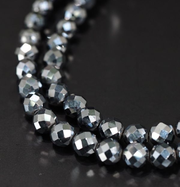 99.9% テラヘルツ鉱石 ネックレス スターカット 6mm玉 一連 ハイクオリティー数量限