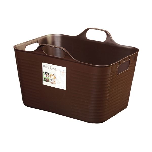 （まとめ）ヒマラヤ化学 ハッピーバケット 本体 角 M ブラウン 1個 (×5セット)