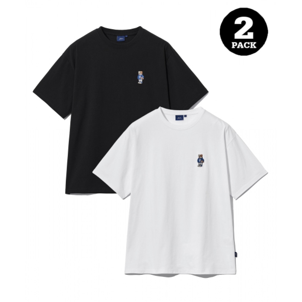 YALE (2パック) エンブロイダリーダン Tシャツホワイト/ブラック