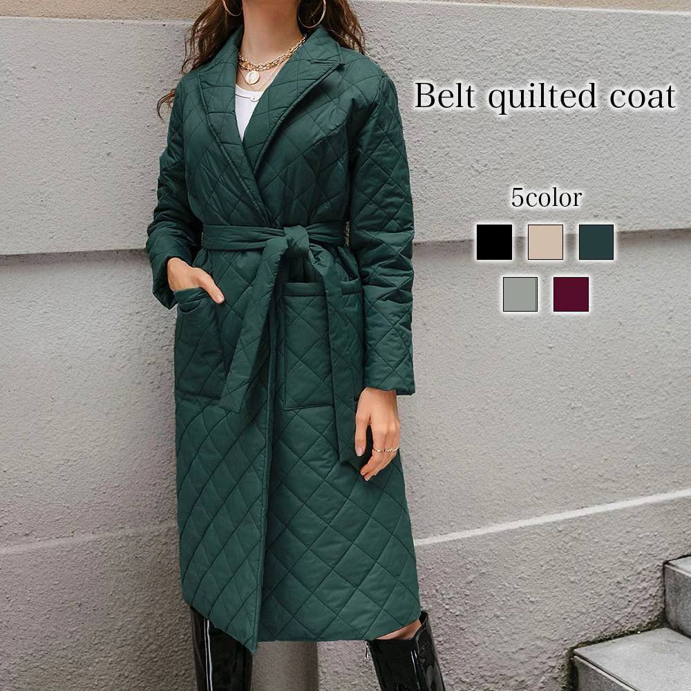 チェスターコート レディース ベルト付きキルティングコート 軽い 着こなし ステンカラーコート ショート 40代 秋 トレンチコート 英国 50代 服 チェック 細身 ショート丈 人気 春 キャメル