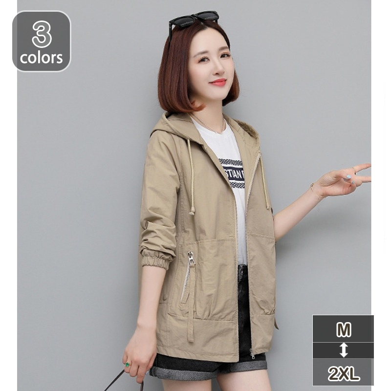 スプリングコート ジャケット フード付 コート きれいめ カジュアル レディース トレンチコート ジャンパー アウター 大人 ミドル丈 カーディガン スポーティ 薄手アウター 春 秋 冬 20代 30