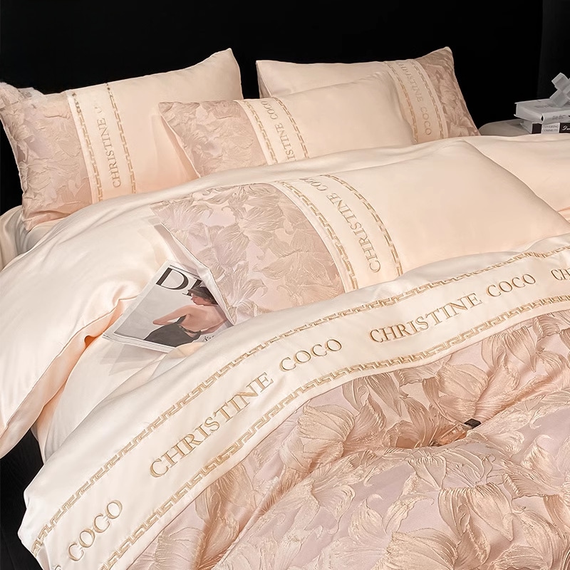 水洗氷糸ジャカード4点セット布団カバー軽量贅沢シーツ布団カバー天糸滑り裸寝床品