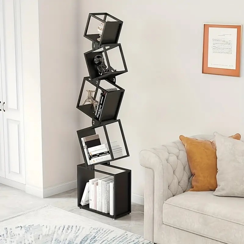 多目的メタル階段式収納ラック - リビングルームベッドルームまたはバルコニー用のフリースタンディングマルチユースオーガナイザー - マガジンホルダー植物スタンドなど - 耐久性のある鉄工技術