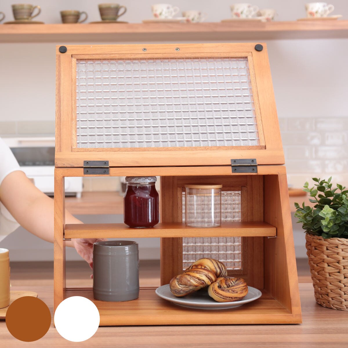 ブレッドケース Showcase 木製 幅40cm 高さ25cm キッチン 収納 パンケース