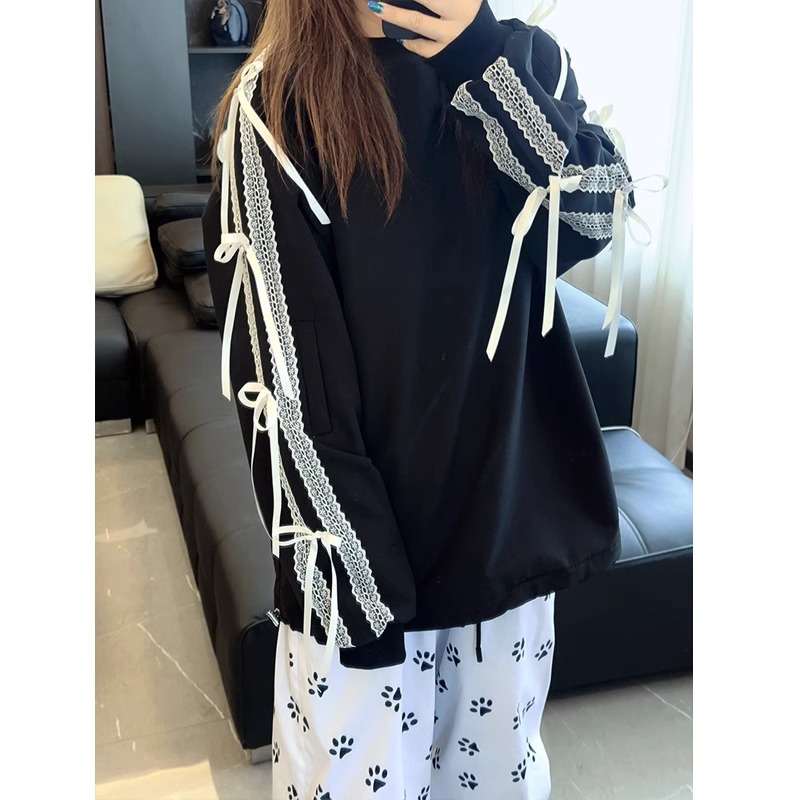 スノーボードウェア 2024 2025 単品 トップス メンズ レディース 長袖パーカー レース ストライプ リボン ゆったり スウェット 韓国風 防水 スノーウェア スキーウェア スノボウェア