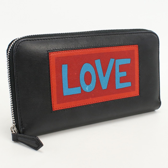 ジップアラウンド長財布 7M0210 6OF 長財布ラウンドファスナー レザー ブラック【中古】 メンズ