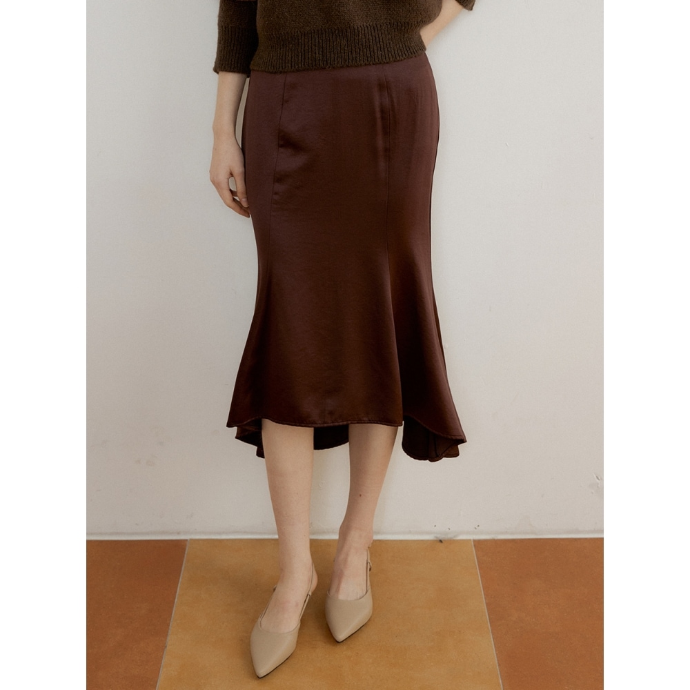 リオーグアットパネルロングスカートサテンチョコブラウン 8,971円