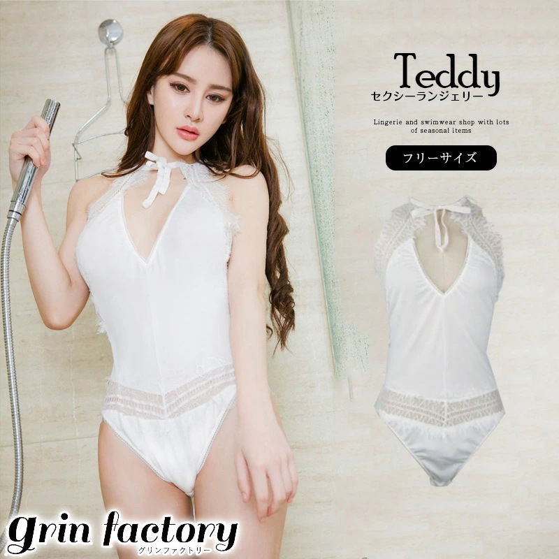 テディ ベビードール 白 ホワイト セクシー ランジェリー インナー 妖精 エッチな下着 可愛い かわいい レディース 大人 エロい エロ下着 女性下着 レオタード風 レース ふりふり エロ可愛い エ