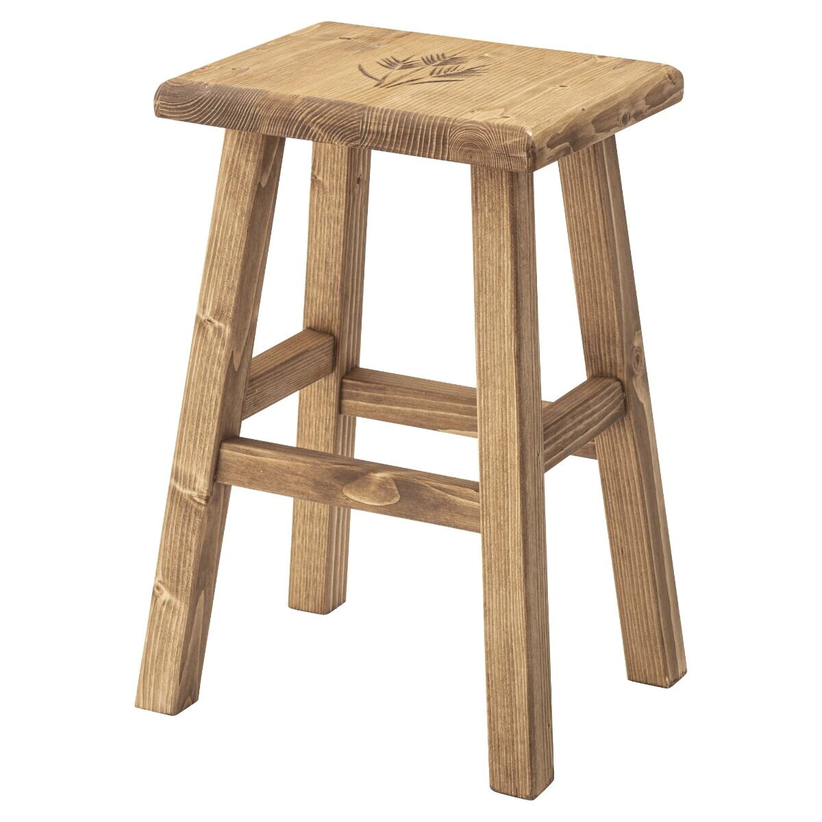 スツール 高さ46cm 木製 角型 椅子 チェア いす チェアー 背もたれなし 天然木 パイン材 無垢材 オイル仕上げ 四角 花台 観葉植物 台 カントリー調 ナチュラル おしゃれ インテリア