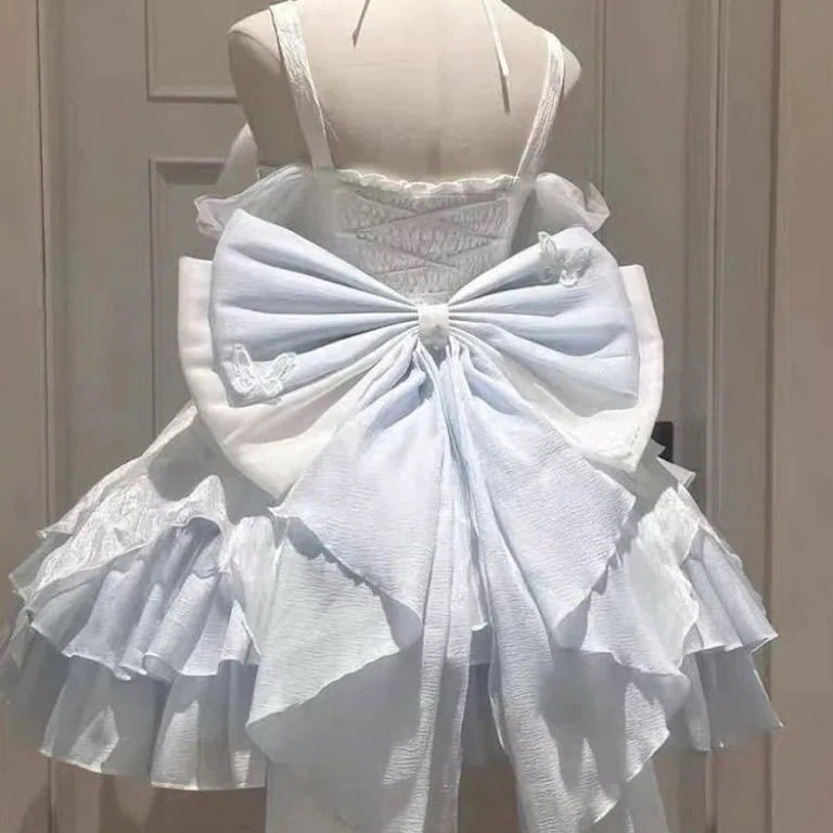 衣類ブルーとホワイトプリンセススタイル小さなドレスロリータスカート薄いフラッシュロリータアダルトギフトふくらんでいるスカートワンピースドレスドレス