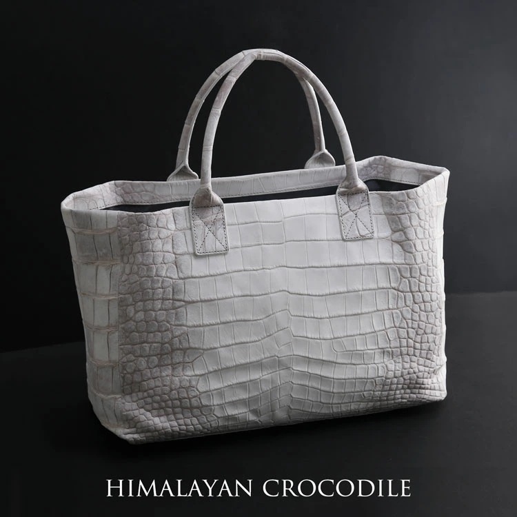 ヒマラヤ クロコダイル トートバッグ ファスナーポーチ付き センター取り 形が変わる 2way シルエット レディース 本革 鰐革 ナイルクロコダイル クロコダイルバッグ トート型 大容量 ビジネス