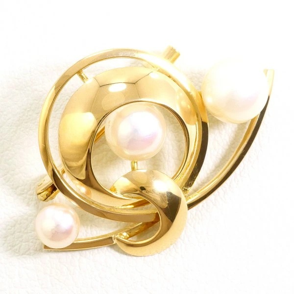 K18 18金 YG イエローゴールド ブローチ アコヤ真珠 カード鑑別書 ジュエリー 中古