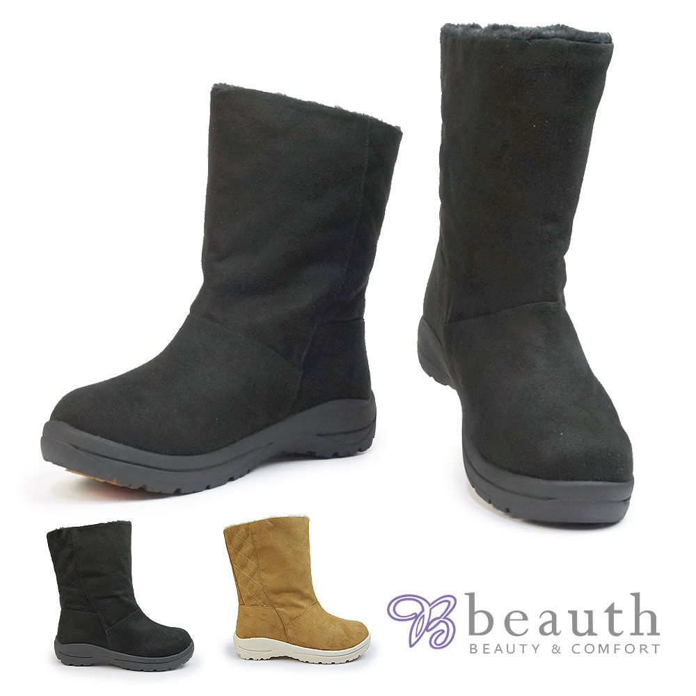 ビュース レディース 防水 ブーツ BT-314 ファー 軽量 ミドル丈 防滑 雪国