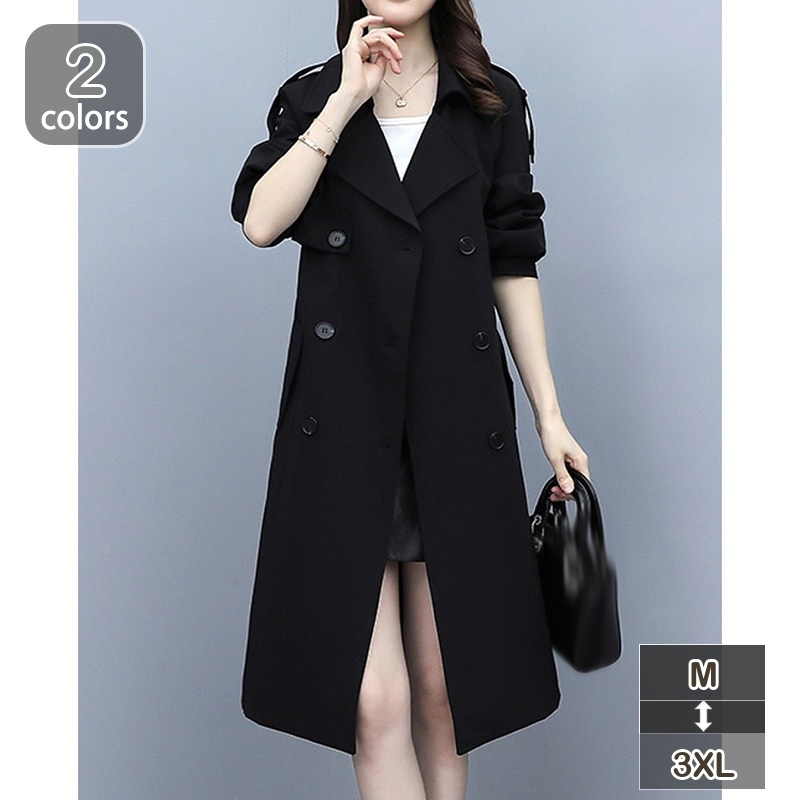 トレンチコート レディース スプリングコート アウター ロングコート 長袖 ライトアウター ジャケット ブルゾン ベルト付き ポケット付き 体型カバー スーツ ビジネス 通勤 OL 上品 おしゃれ カ