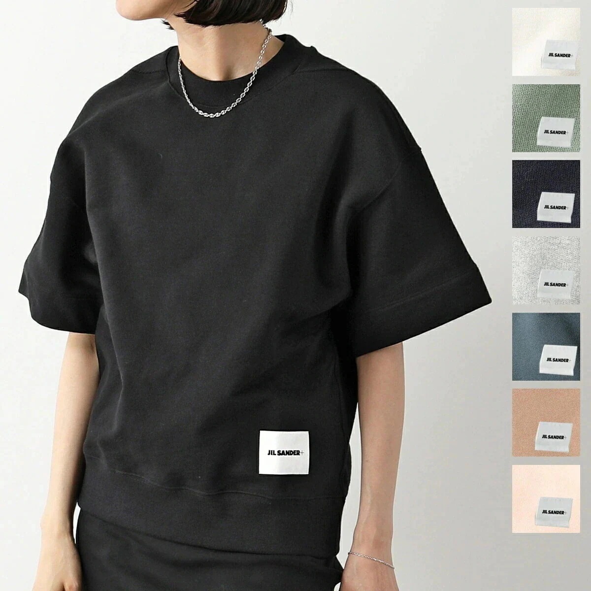 JIL SANDER+ ジルサンダー プラス 半袖 スウェット J40GC0105 J20010 J20039 レディース クルーネック ロゴ オーバーサイズ