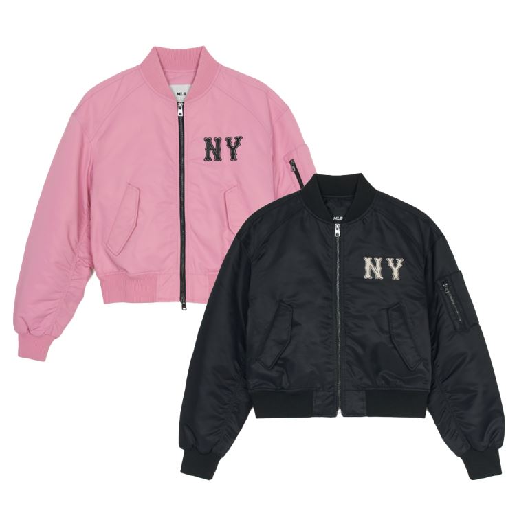 Women Nylon Coopers Crop Bomber Jacket