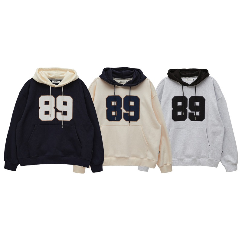 [Redvelvet スルギ 着用] Color block 89 logo hoodie 韓国 アイドル 長袖 レディース メンズ 大きいサイズ ゆったり 秋 冬