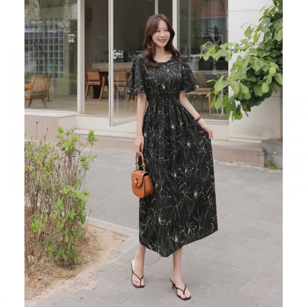 クリック＆ファニー フラワーワンピース バルーンスリーブ