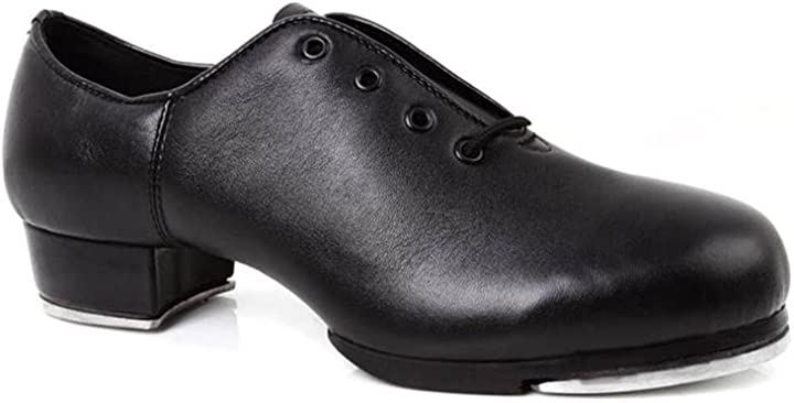 練習 レッスン に最適 クラシック レディース タップ ダンス レザー シューズ 女性 社交 靴 タップシューズ タップダンス 黒 ブラック ウェア スポーツ 服( c 23.5cm)