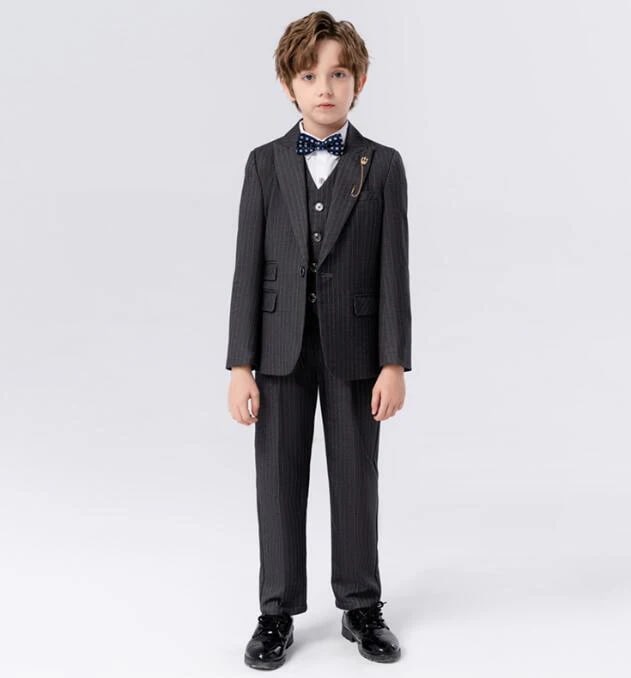 ストライプ柄スーツ 子供スーツ 男の子 礼服 発表会 紳士服 子供春秋冬スーツ 子供 上品 スーツ ピアノ発表会 結婚式 入学式 卒業式 礼服 スーツ タキシード5点セット 6点セット フォマールスー