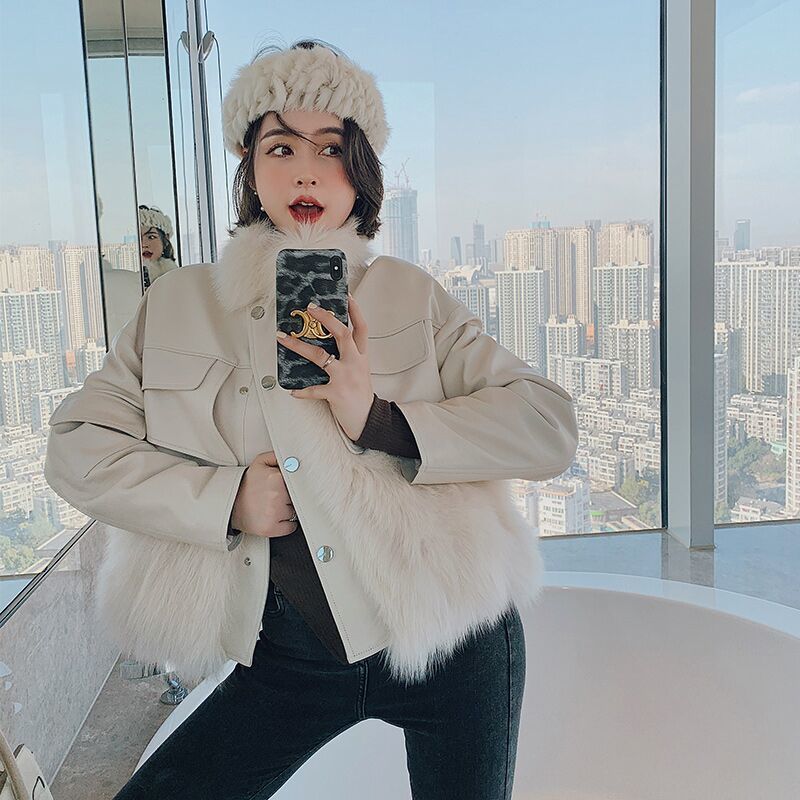 人工 毛皮コート おしゃれ 切り替え 皮ジャケット レディース ショート丈 フェイクファー アウター