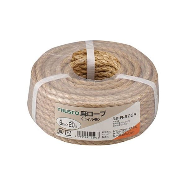 （まとめ）麻ロープ 3つ打 線径6mmx長さ20m R-620A 1巻 [x3セット] 7,717円