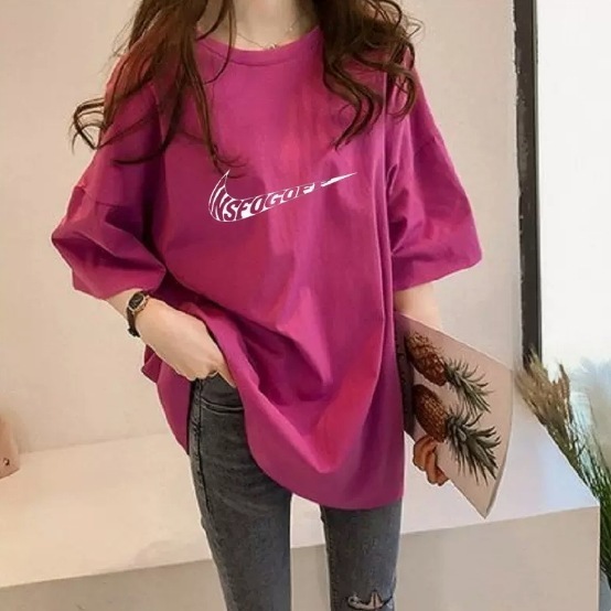 大きいサイズ トップス Tシャツ プリント 通勤 シャツ プルオーバー ゆったり ゆる 半袖 プリント ラグランスリーブ 夏 M L XL 2XL ミディアム丈 綿 ローズ ホワイト 白 ブラック 黒