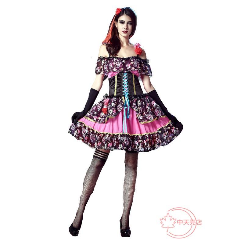【激安開催！】ハロウィンレディース 髑髏　鬼バンパイア花嫁 悪魔 コスプレ 衣装 ワンピース イベント衣装 演出服 ステージ仮装 演劇文化祭 クリスマス