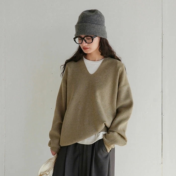 ニットセーター 長袖 レディース セーター Vネック 無地 ニット トップス 秋冬 プルオーバー オーバーサイズ 春 秋 冬 ビッグシルエット 大きいサイズ 着痩せ 韓国ファッション 可愛い おしゃれ