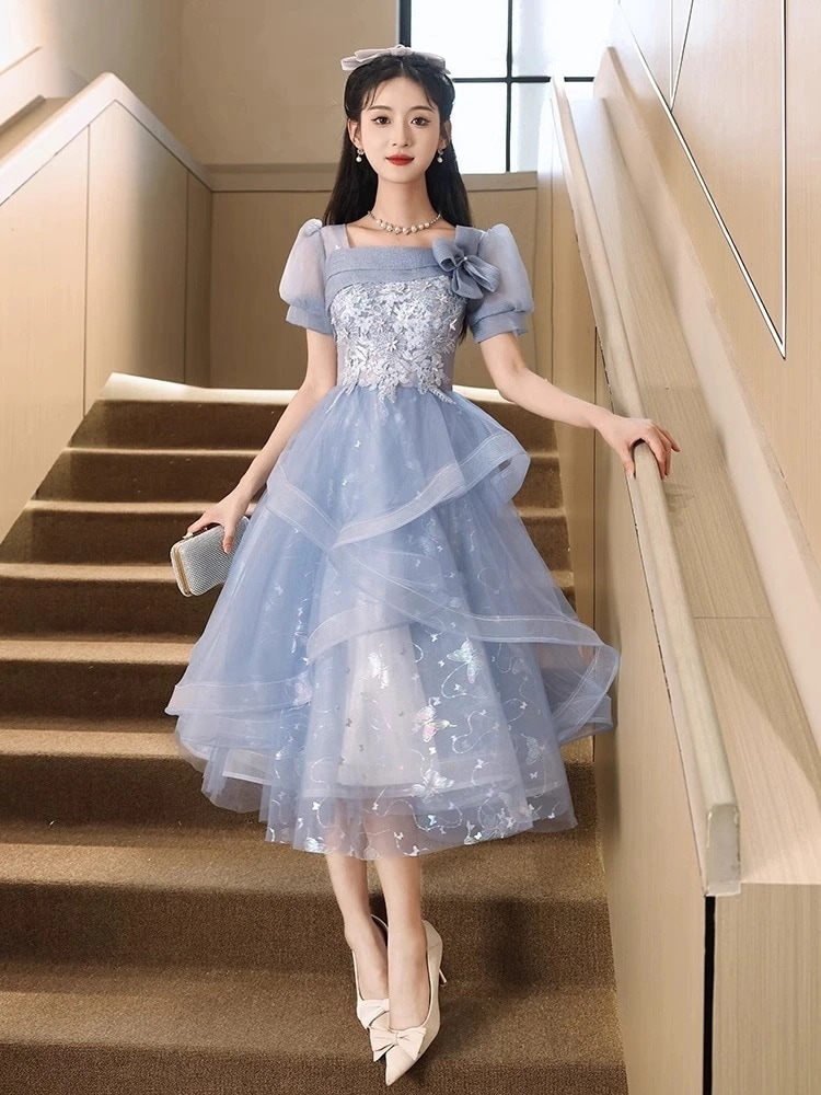 ブルー・ファントム・シー・バタフライ・ドレスワンピース パーティードレス パーティドレス ドレス ロングドレ パーティードレス 結婚式 二次会 ワンピース