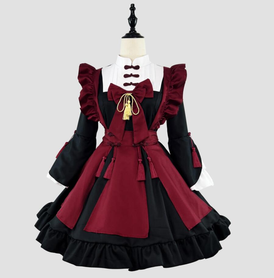 可愛いメイド服 大人用コスチューム メイドコスプレ 長袖メイド服 フリル ハロウィン衣装 ワンピース+エプロン+カチューシャ ウェイトレスコスプレ メイド喫茶 萌え 舞台衣装 原宿系 イベント 学園祭
