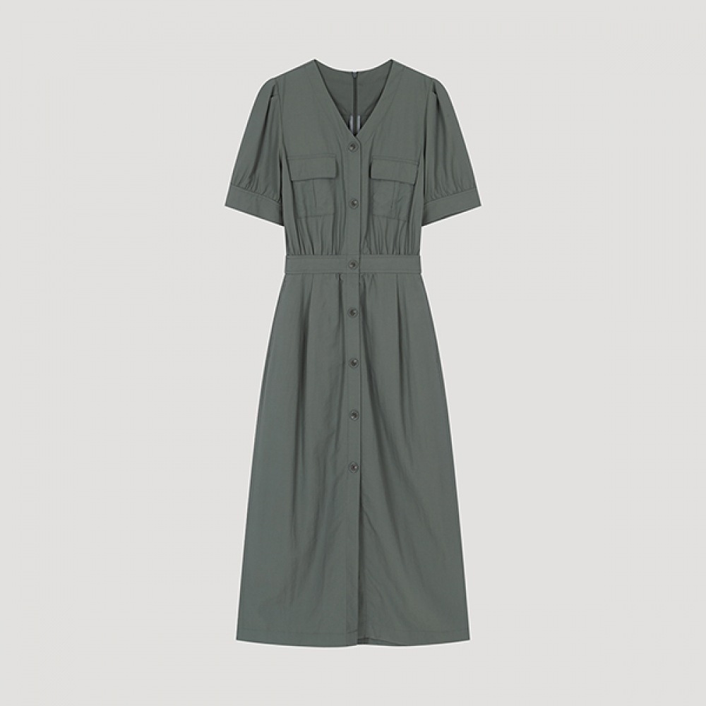 (シールズミス) フラップポケット Vネックワンピース_swwopo21060_GN