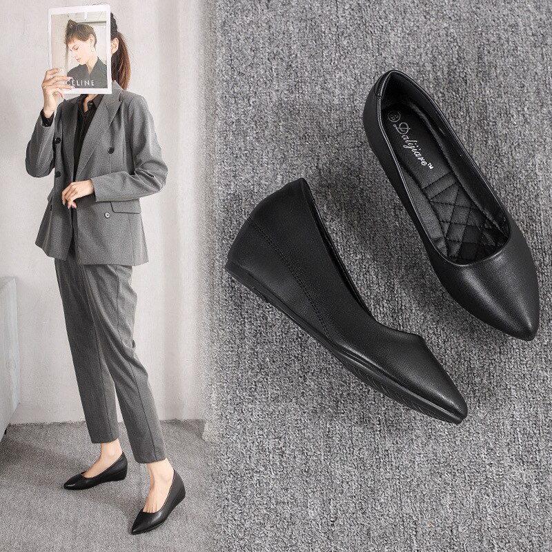 春夏季新版坂のかかと3cmヒール気持ちがよいファッション出勤気質せんかくやわらかい婦人靴QZT 5,136円