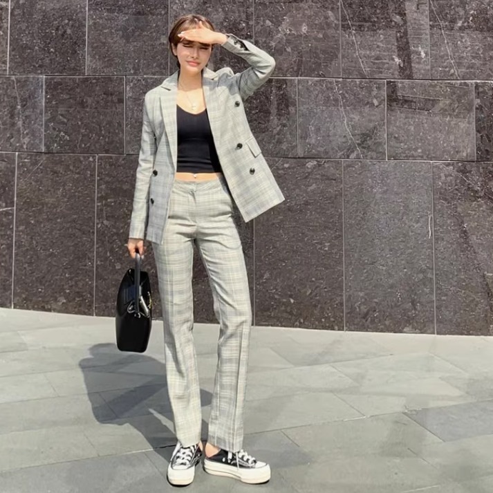 ツーピース ジャケット パンツ スーツ セットアップ スーツジャケット ストレートパンツ ロングパンツ ロング フルレングス 長袖 襟付き ストレート ポケット 2way コンサバ カジュアル