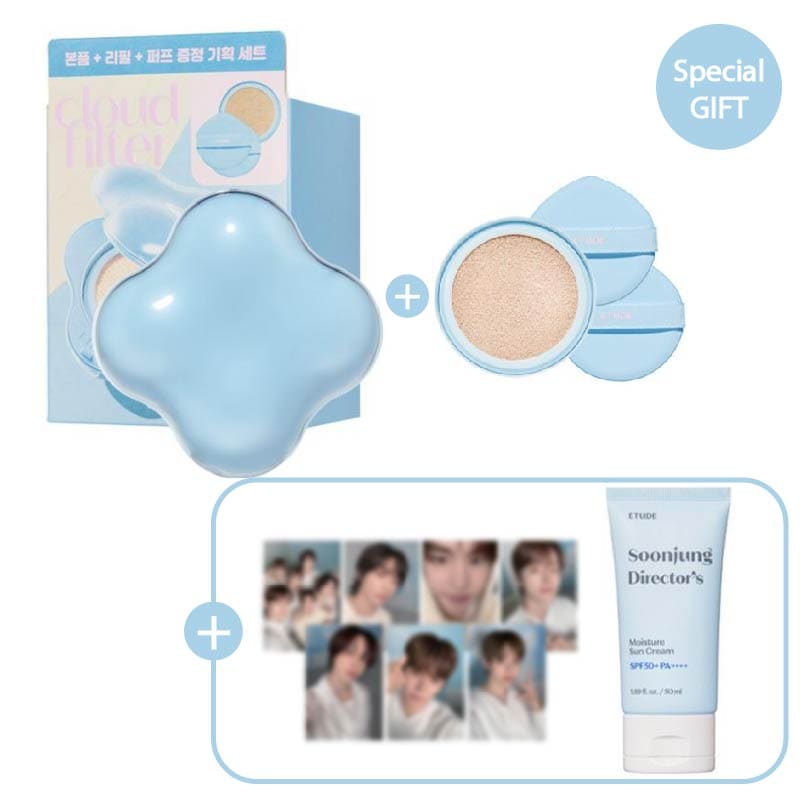 [NEW/正規品/トレカ1:1サービス品/RIIZE PICK]クラウドフィルター クッション 本品+リフィル+パフ 2個/RIIZEトレカ1:1サービス品/ +水分日焼け止めサービス品