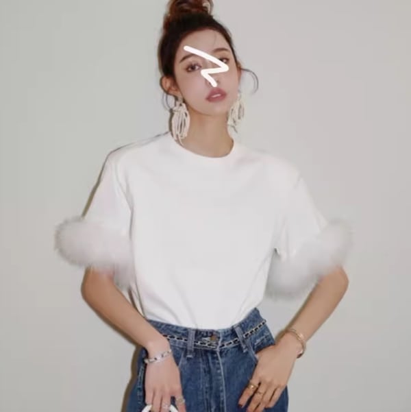 レディース トップス Tシャツ 半袖 5分袖 ラウンドネック ストレート フェミニン ふわふわ かわいい 大人可愛い きれいめ 上品 おしゃれ こなれ感 ラフ ガーリー 個性的 エレガント モダン