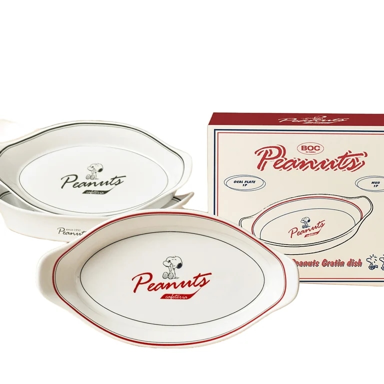 [ボフレンズ] スヌーピー グラタンボウル + ウッドハンドル カトラリー 3種セット