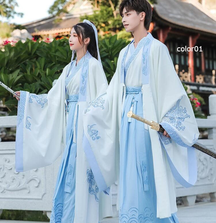 チャイナ服 メンズ/レディース 漢服 8デザイン 中華服 グラデーション 中華コスプレ衣装 新作 2点セット 女性用 男性用 カンフー衣装 華流コスチューム 仮装 変装 ハロウィーン ブラウス＋スカー