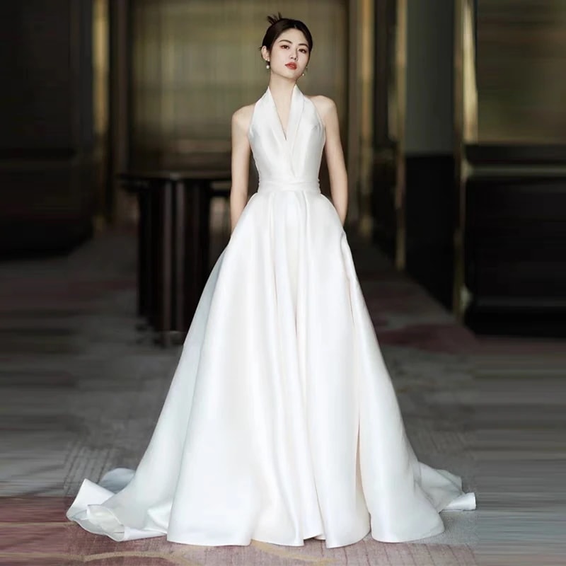 ウエディングドレス ロングドレス シンプル パーティードレス カジュアル ビーチフォト 前撮り 後撮り フォトウエディング 披露宴 結婚式 演奏会 発表会