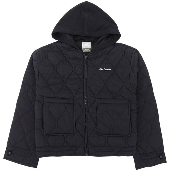 ニューバランス 衣類 レディース 95(L) パデッドジャケット ブラック W Hood quilted semi-crop padded jacket NBNQE4W902-BLACK95 NEW