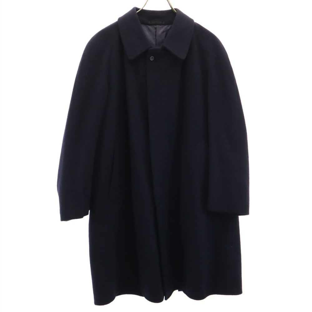 80s 90s カシミヤブレンド オールド ステンカラーコート R44-43 濃紺 メンズ