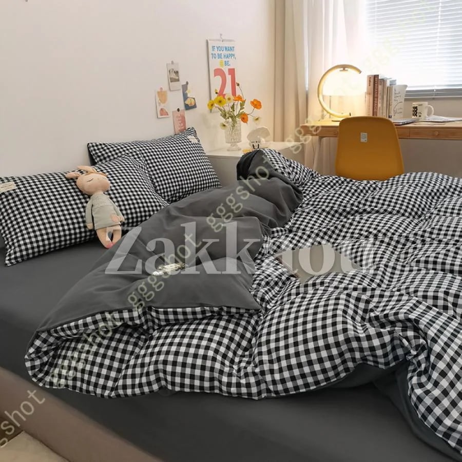 登場 掛け布団カバー チェック柄 シングルロング 3点セット 4点セット かわいい おしゃれ 全開ファスナー シワになりにくい 丸洗い可能 オールシーズン30パーセント