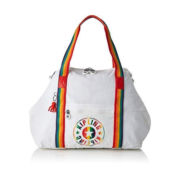 Kipling ART M Canvas & Beach Tote Bag， 58 cm， 26 liters， White (Rainbow White) 並行輸入品