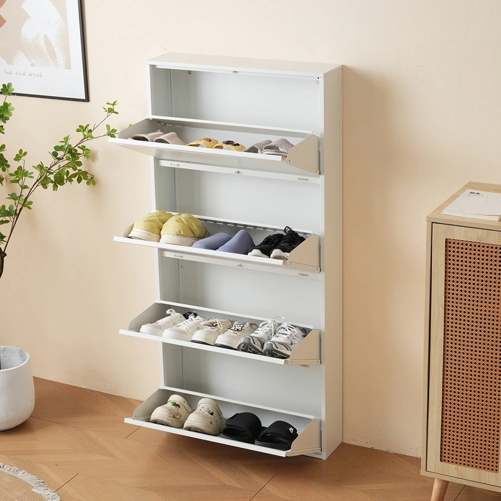 【国内即日発送】4段 シューズラック スリム 靴箱 シューズボックス 下駄箱 省 スペース 超薄型 シューズラック くつ箱 靴入れ 収納ラック エントランス 靴収納 靴収納棚 木製下駄箱 一人暮らし