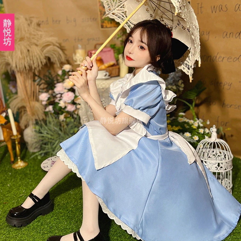 コスムブルードレスメイド服メイド服コス服フレンチスウィートロリータスカート